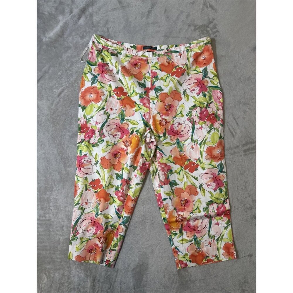 Lauren Ralph Lauren Floral Capri Pants Size 14 Multicolor Stretch Cropped